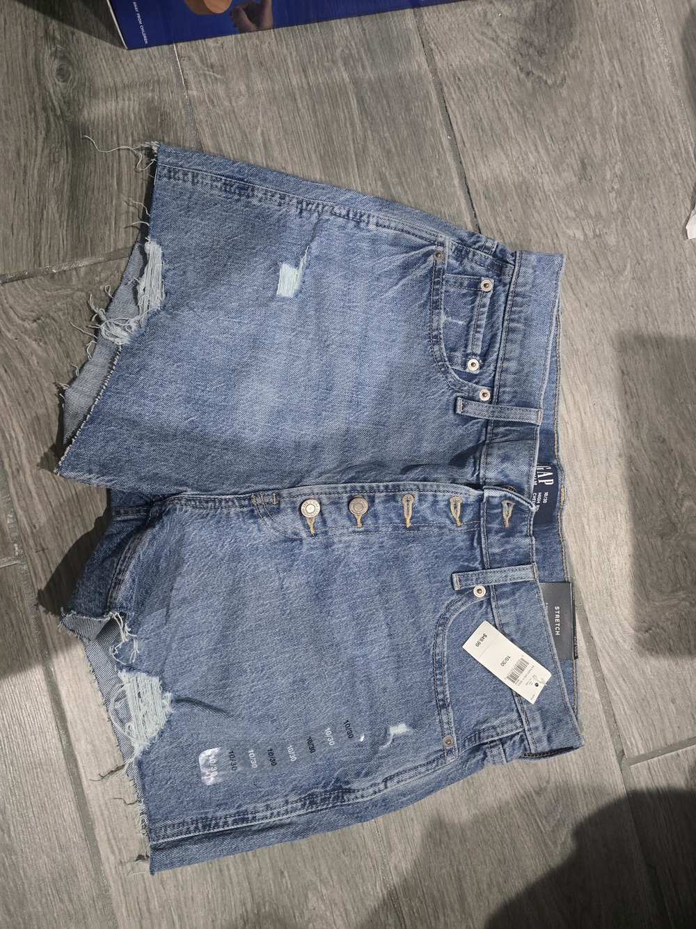 GAP Light Blue Distressed Button-Front Denim Shorts